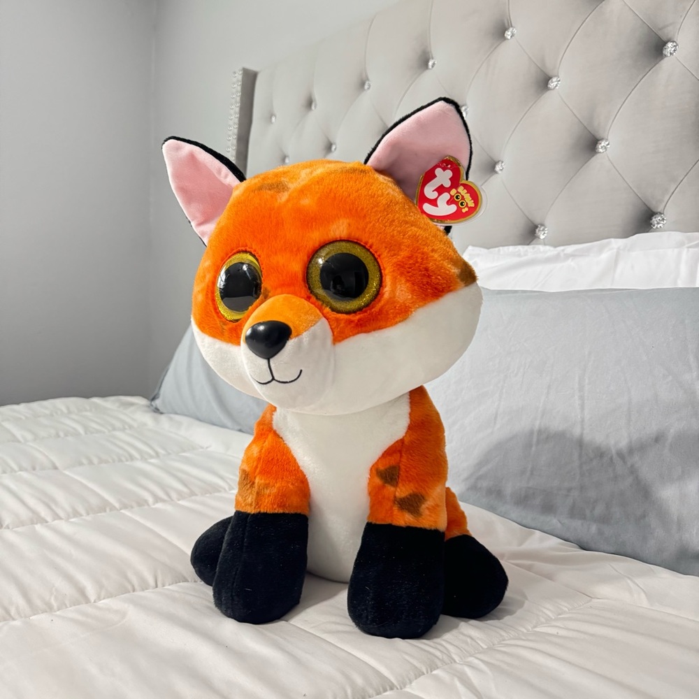 Ty Orange and Black Large Fox Stuffed Animal